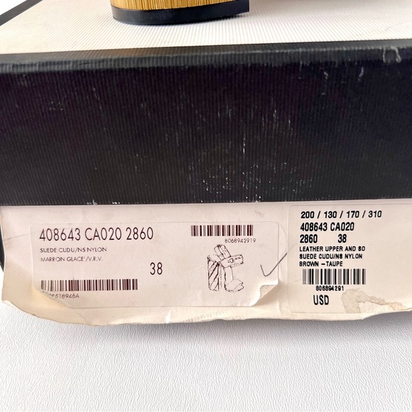 GUCCI || Querelle Horsebit Web stripe Suede Chunky Gold High Heel Sandal EU 38 - Picture 15 of 15